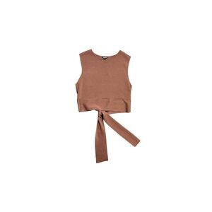 Wild Fable Tank Top Womens Large Brown Knit Cropped Tie Front Bow Hem Sleeveless